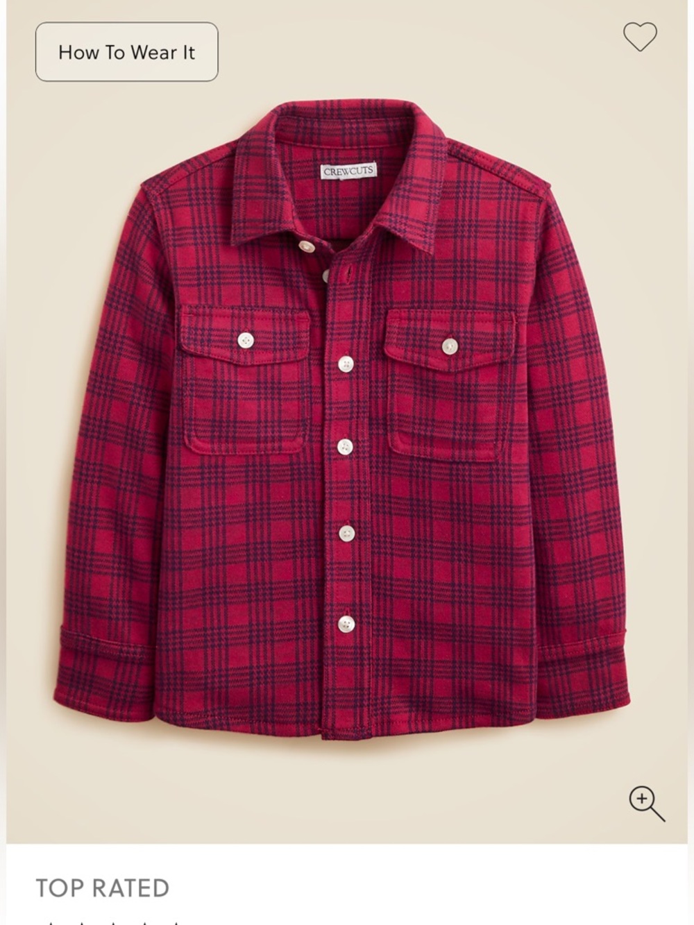 Crewcuts Red and Black Plaid Button-Front Shirt Jacket NWT